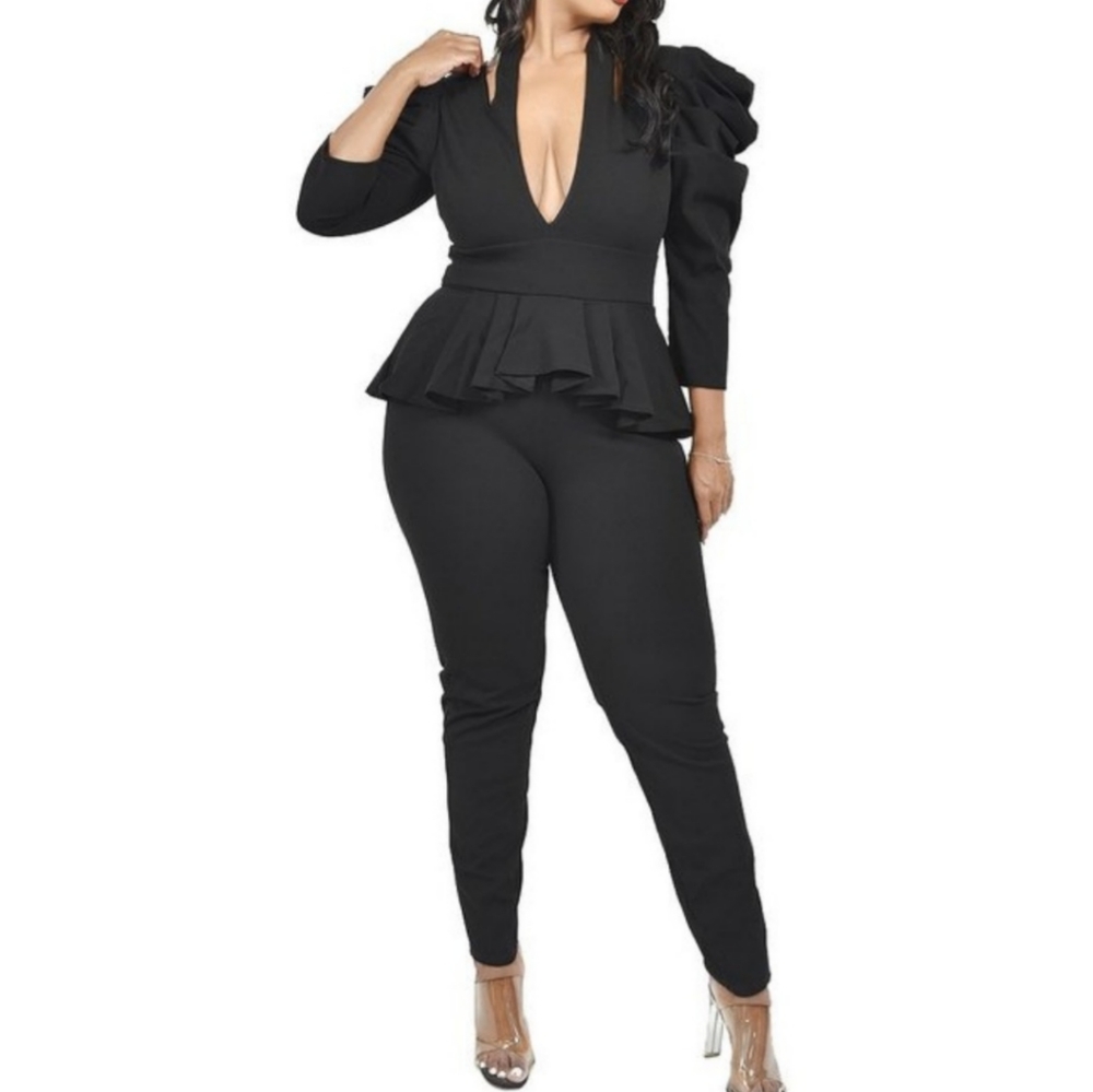 ❤Black Jumpsuit Plus Size